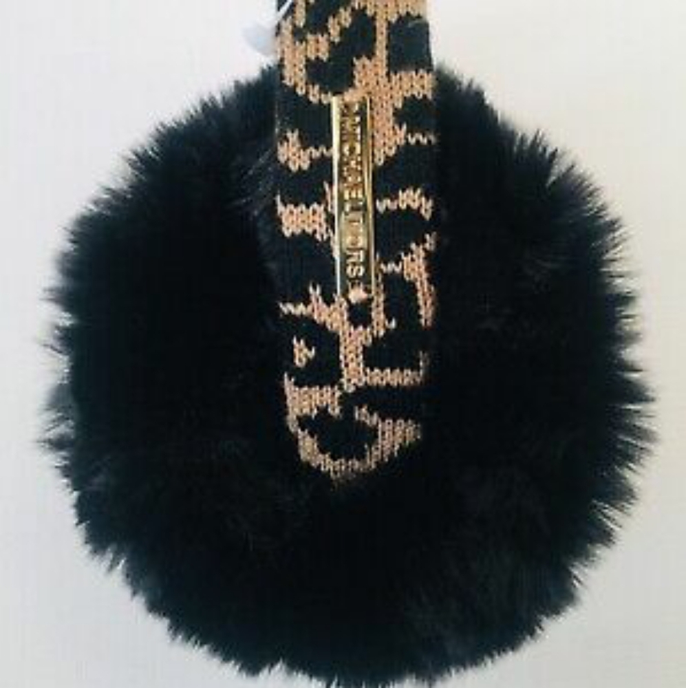 🆕️ Michael Kors Leopard Knit/Faux Fur Ear Muffs - Picture 2 of 8